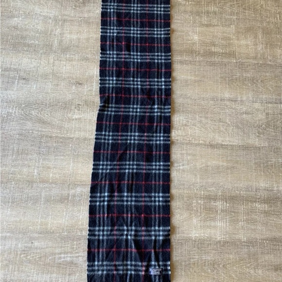 vtg Burberry Burberrys Scarf classic Nova Check Cashmere navy white red unisex - Picture 6 of 8